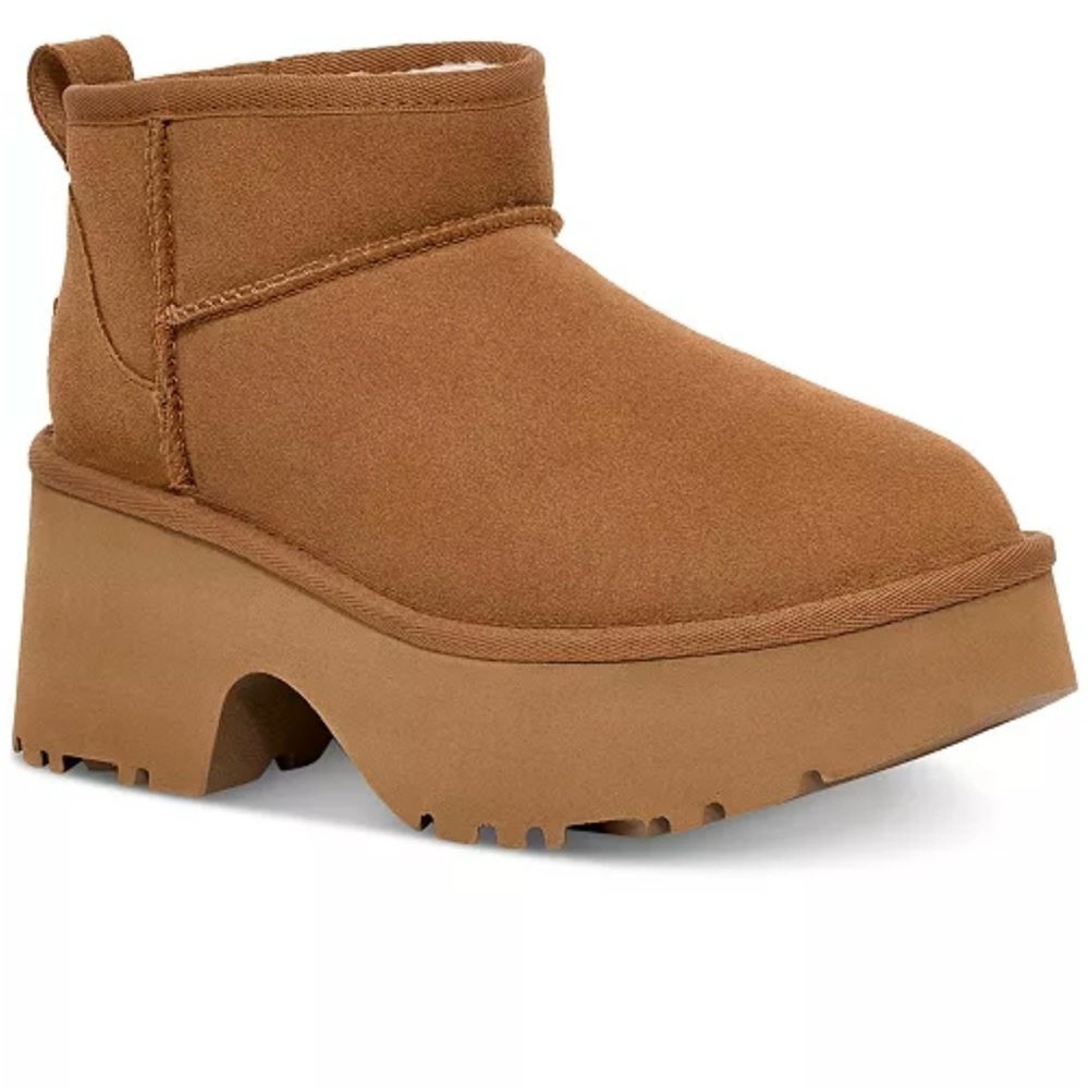 UGG Tan Ankle Boots with Platform Sole